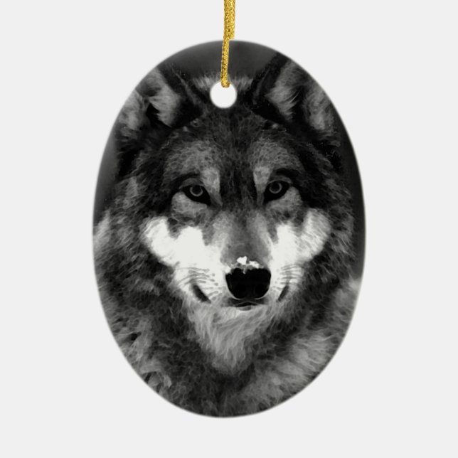 Wolf Ceramic Ornament (Front)