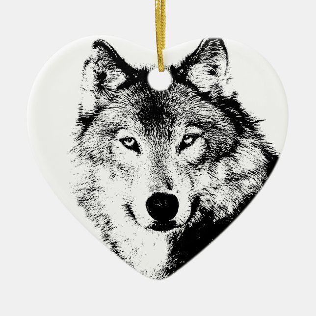 Wolf Ceramic Ornament (Front)