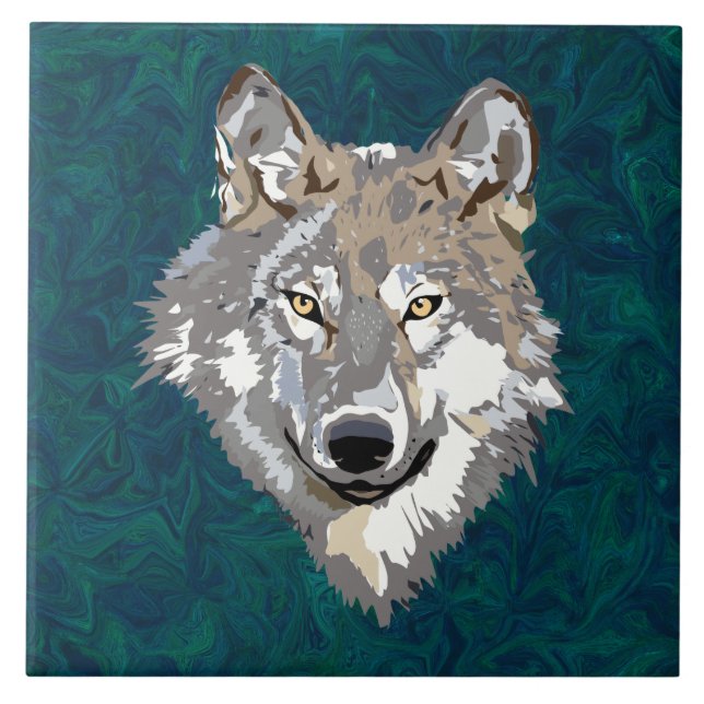 wolf ceramic tile (Front)