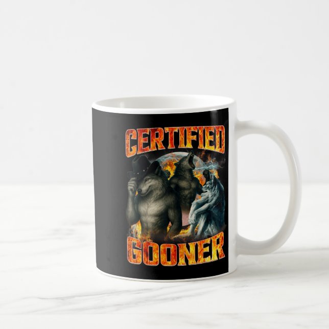 Wolf Certified Gooner Funny Bootleg Meme Dad Papa  Coffee Mug (Right)