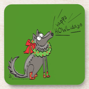 Wolf Christmas Funny Cute Kids Beverage Coaster
