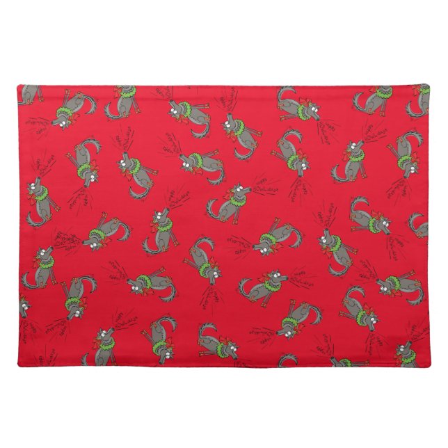 Wolf Christmas Funny Cute Kids Cloth Placemat (Front)