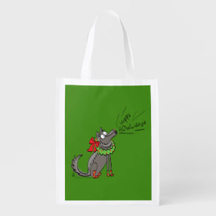 Wolf Christmas Funny Cute Kids Grocery Bag