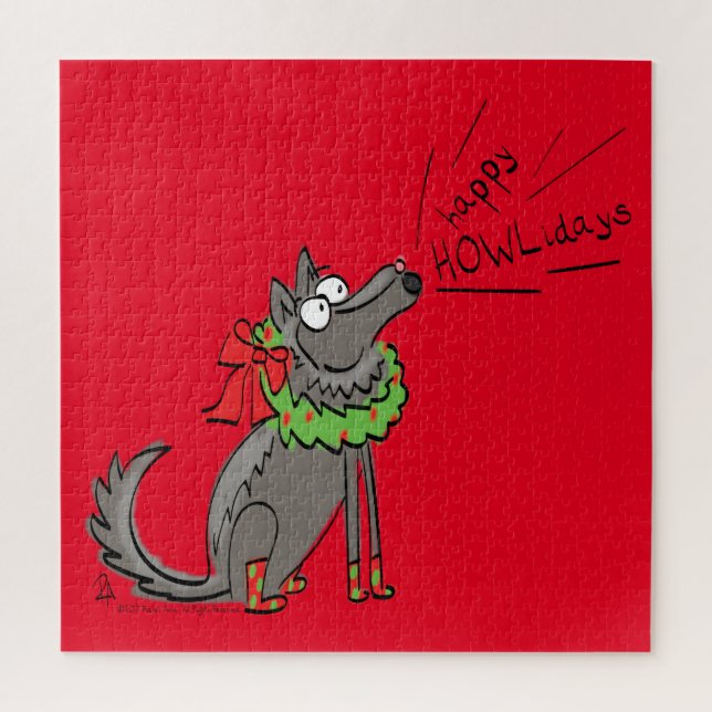 Wolf Christmas Funny Cute Kids Jigsaw Puzzle (Vertical)