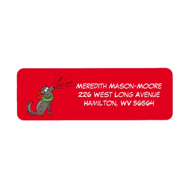 Wolf Christmas Funny Cute Kids Label (Front)