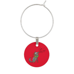 Wolf Christmas Funny Cute Kids Wine Charm