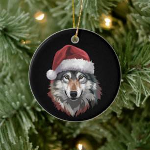 Wolf Christmas Funny Xmas Gift Animal Lovers Ceramic Ornament