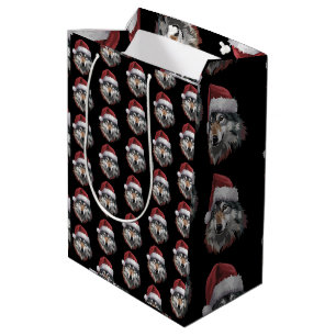 Wolf Christmas Funny Xmas Gift Animal Lovers Medium Gift Bag