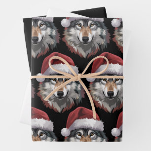 Wolf Christmas Funny Xmas Gift Animal Lovers Wrapping Paper Sheets
