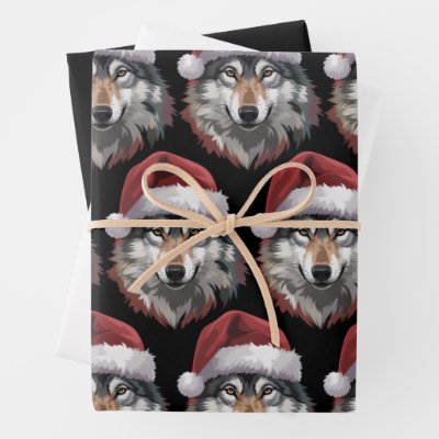 Wolf Christmas Funny Xmas Gift Animal Lovers  Wrapping Paper Sheets