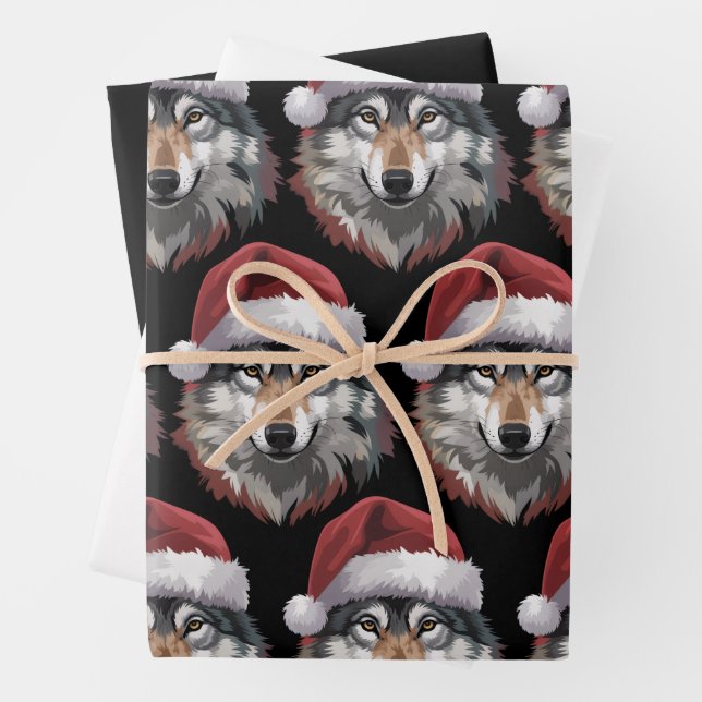 Wolf Christmas Funny Xmas Gift Animal Lovers  Wrapping Paper Sheets (In situ)
