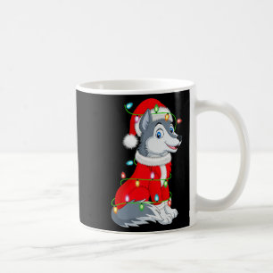 Wolf Christmas Lights Santa Costume Cute Animal Xm Coffee Mug