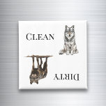 Wolf Clean Dirty Dishwasher Magnet<br><div class="desc">This design was created though digital art. It may be personalized in the area provide or customizing by choosing the click to customize further option and changing the name, initials or words. You may also change the text color and style or delete the text for an image only design. Contact...</div>