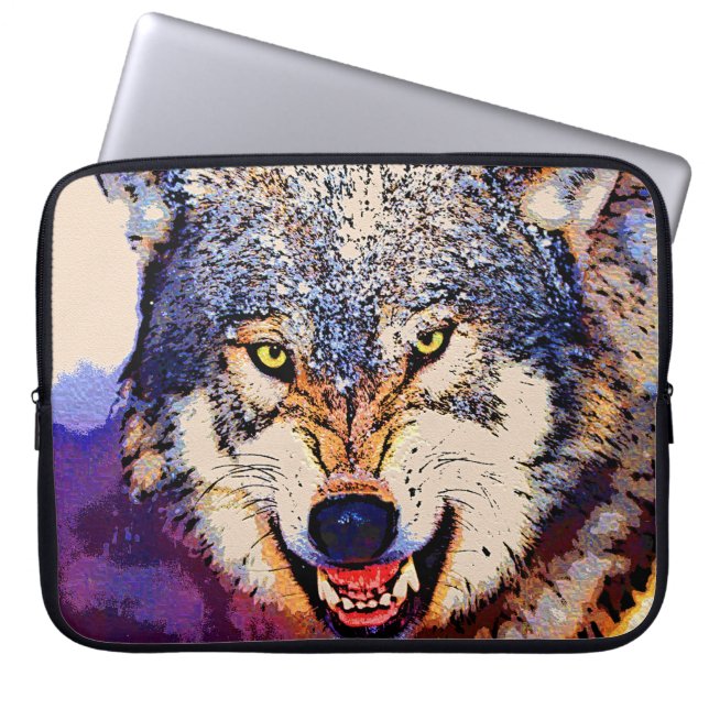 WOLF CLOSE-UP Laptop Sleeve (Front)