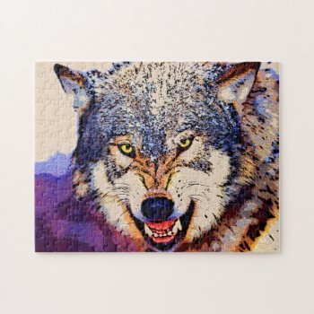 Wolf Close-up Puzzle by manewind at Zazzle