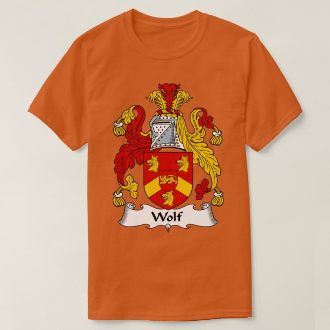Wolf Coat of Arms Family Crest  T-Shirt (Design Front)