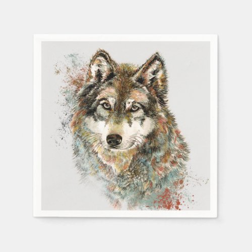 Wolf Code Inspirational Watercolor Wildlife animal Napkins