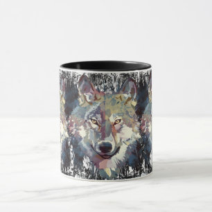 Wolf Coffee Mug - Retro Wolf Polygon