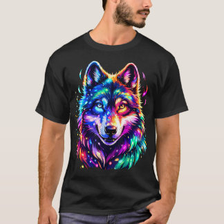 Wolf Colorful Art Wolves Animal T-Shirt