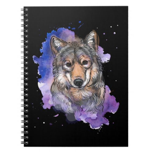 Wolf Colorful Dog Lover Notebook