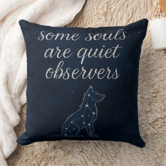 Wolf Constellation Indigo Celestial Throw Pillow