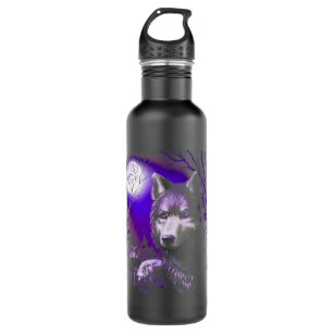 Wolf Cool Wolves Forest Tree Moon Stainless Steel Water Bottle