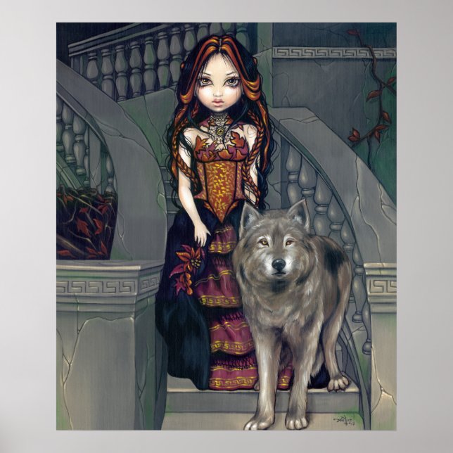 Wolf Countess ART PRINT wolves gothic vampire (Front)