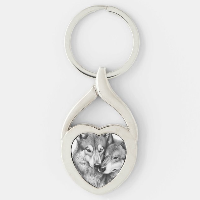 Wolf Couple Keychain (Front)
