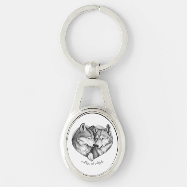 Wolf Couple Keychain (Front)