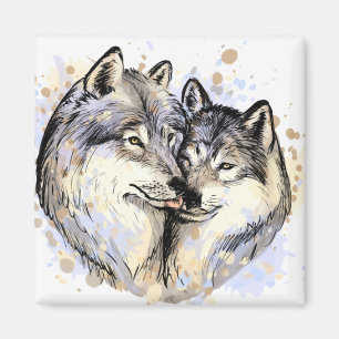 wolf couple magnet