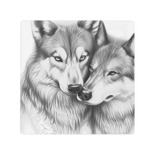 Wolf Couple Metal Print
