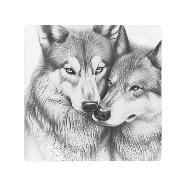 Wolf Couple Metal Print (Front)