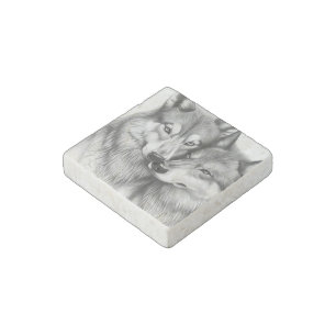 Wolf Couple Stone Magnet