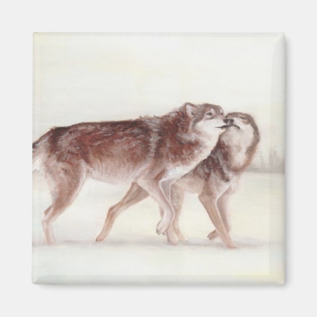 Wolf couple walking magnet (Front)