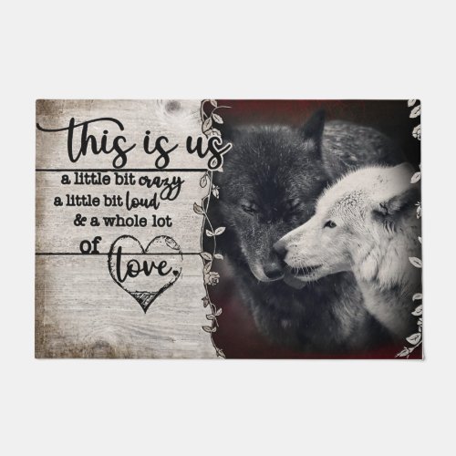 Wolf Couples Mat Cute Wolf Picture Rug