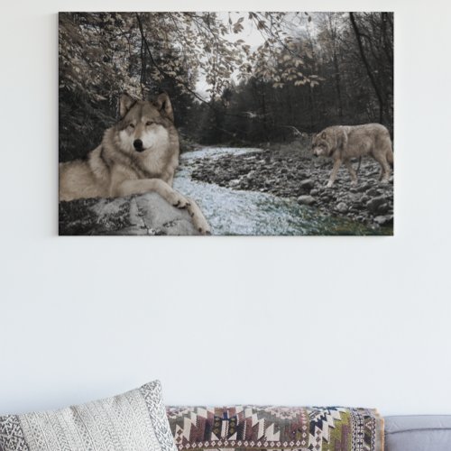 Wolf Creek Brook Forest Landscape Poster Faux Canvas Print