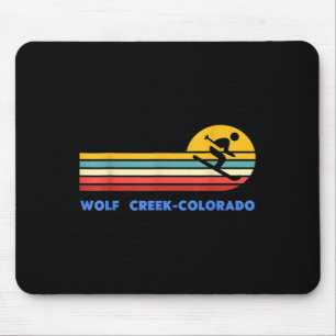 Wolf Creek Colorado Skiing Skier Ski Retro Sunset Mouse Pad