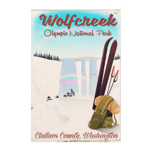 Wolf Creek Olympic National Park Travel poster. Acrylic Print