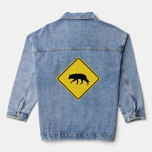 Wolf Crossing Sign  Xing Wolves  Denim Jacket