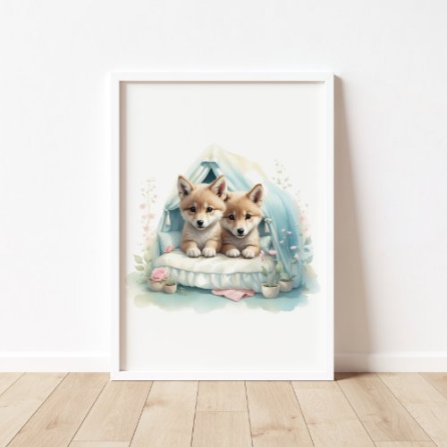 Wolf Cubs Woodland Nursery Poster