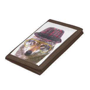 Wolf cute funny woodland animal baby kids trifold wallet
