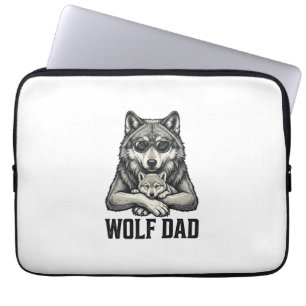 Wolf Dad Vintage Engraving Vector T-Shirt Design_1 Laptop Sleeve