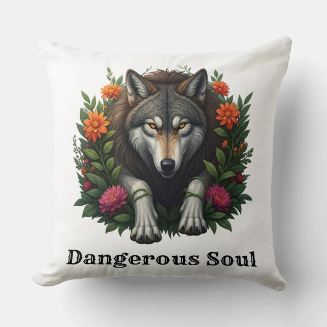 Wolf Dangerous Soul Throw Pillow (Front)