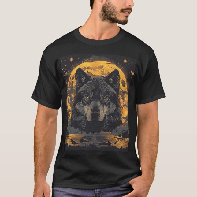 Wolf Design Mens Shirt Tshirt with Wolves (Front)