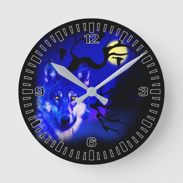 Wolf design square unique wall clock (Front)