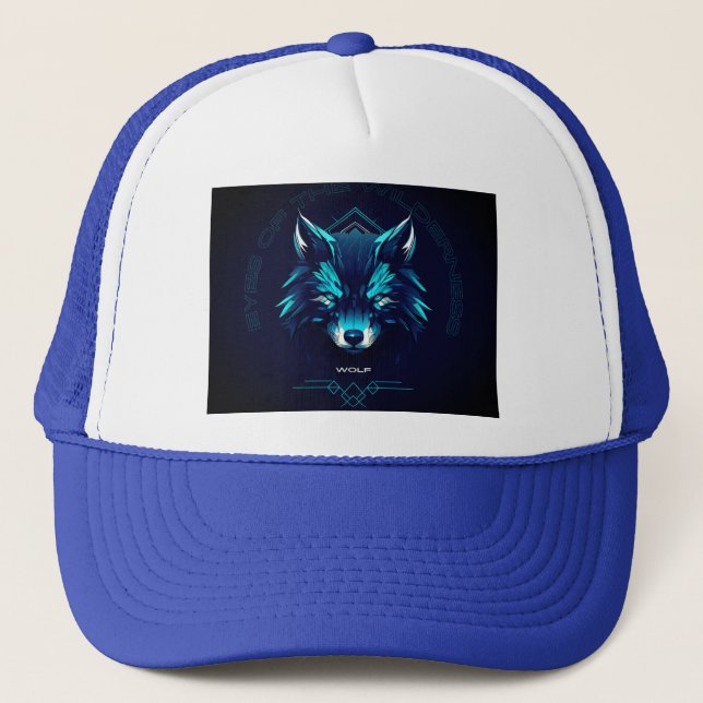 wolf design sweatshirt trucker hat (Front)