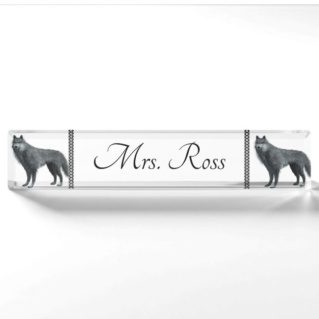 Wolf Desk Name Plate (Front)