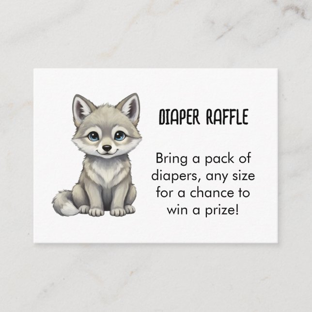 Wolf Diaper Raffle Baby Shower Enclosure Card (Front)