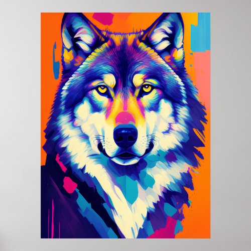 Wolf Digital Art Painting Illustration Stunning  Poster