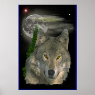 Wolf digital art poster
